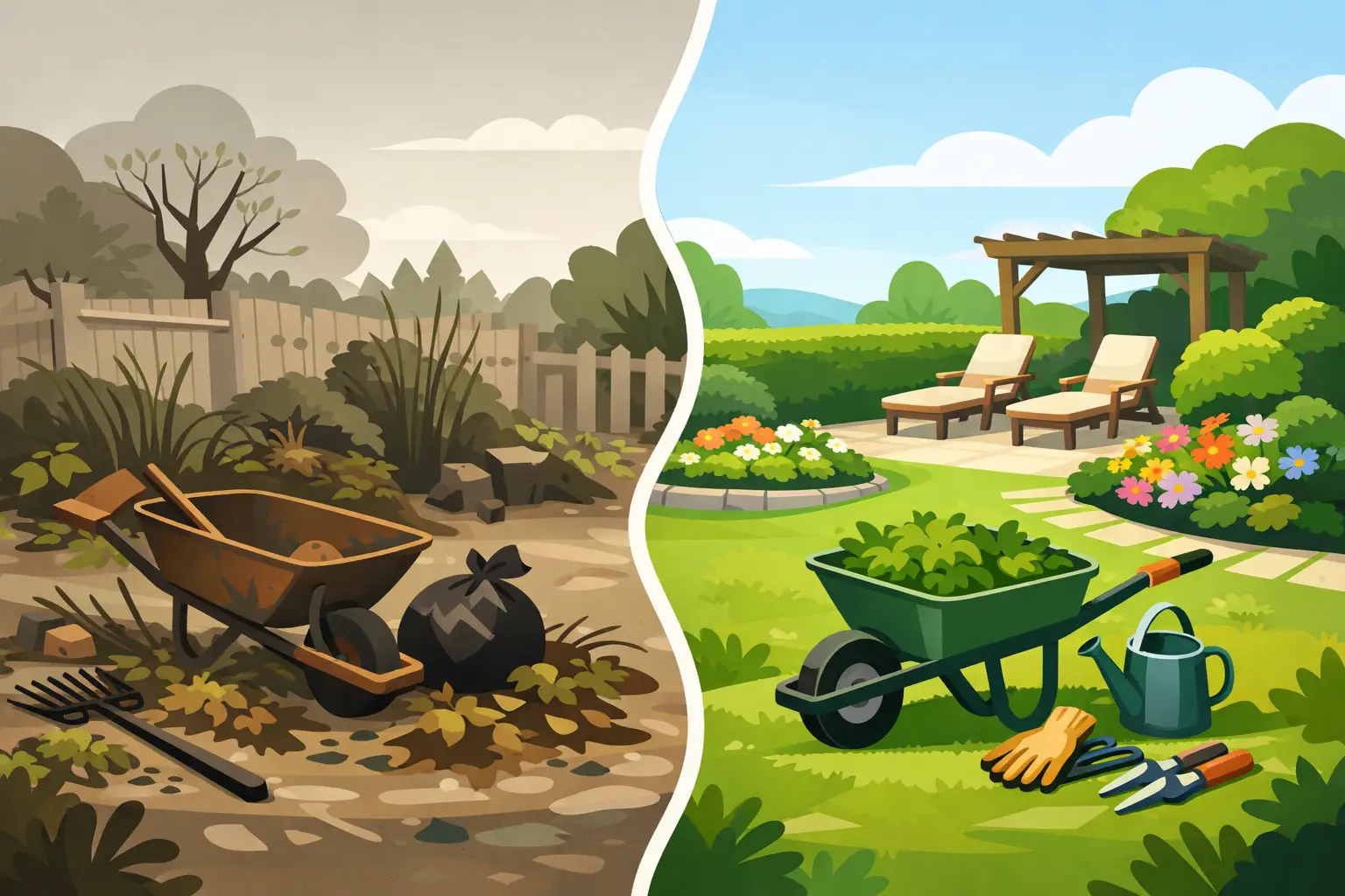 Before and After Garden Cleanup That Lasts