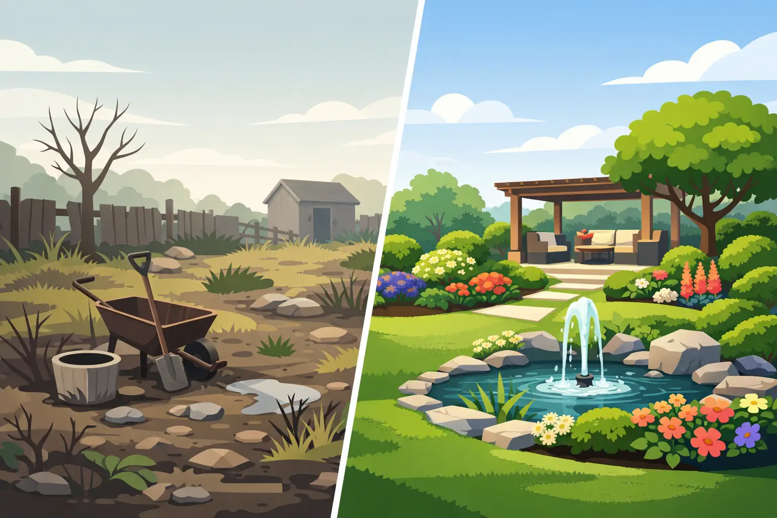 Before and After Garden Transformation Results